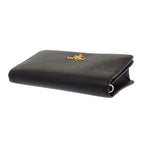 Prada Leather Chain Wallet Saffiano Black Gold 2-Way — view 9