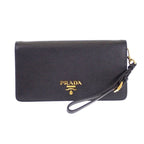 Prada Leather Chain Wallet Saffiano Black Gold 2-Way — view 2