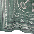 Hermes Carre Geant les Bandana Large Shawl Scarf Cashmere Silk Green — view 9