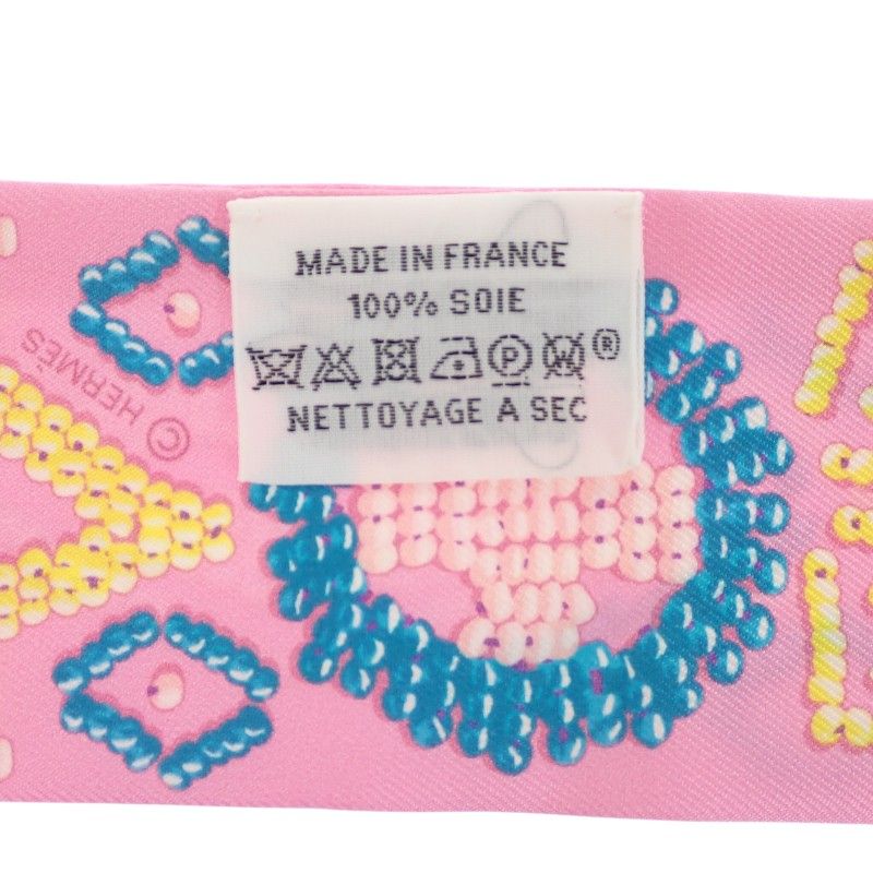 Hermes Kelly en Perles Scarf Silk Pink Blue — view 7