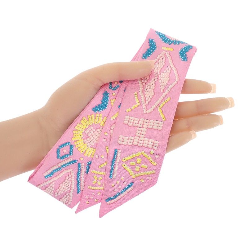Hermes Kelly en Perles Scarf Silk Pink Blue — view 9