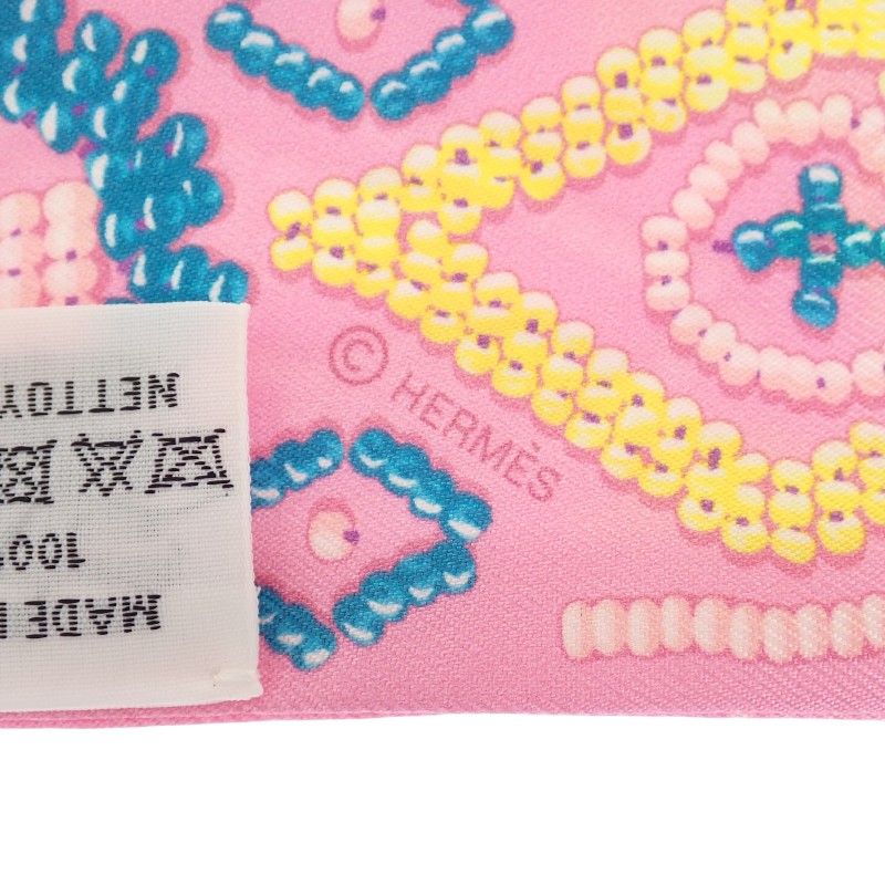 Hermes Kelly en Perles Scarf Silk Pink Blue — view 6
