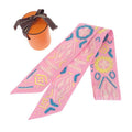 Hermes Kelly en Perles Scarf Silk Pink Blue