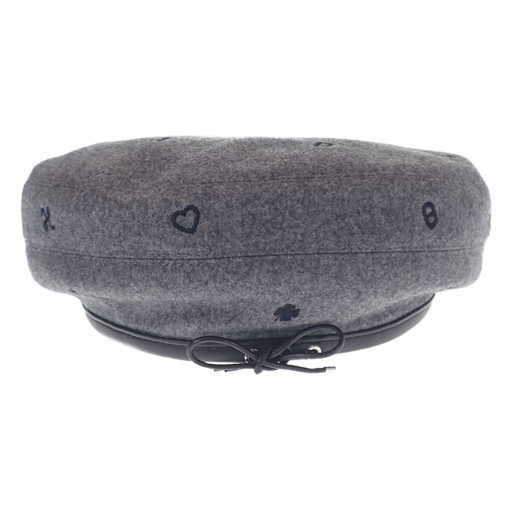 Hermes Santo Honore Charm Beret 58 Cashmere Leather Charbon Gray Hat — view 2