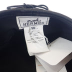 Hermes Santo Honore Charm Beret 58 Cashmere Leather Charbon Gray Hat — view 5