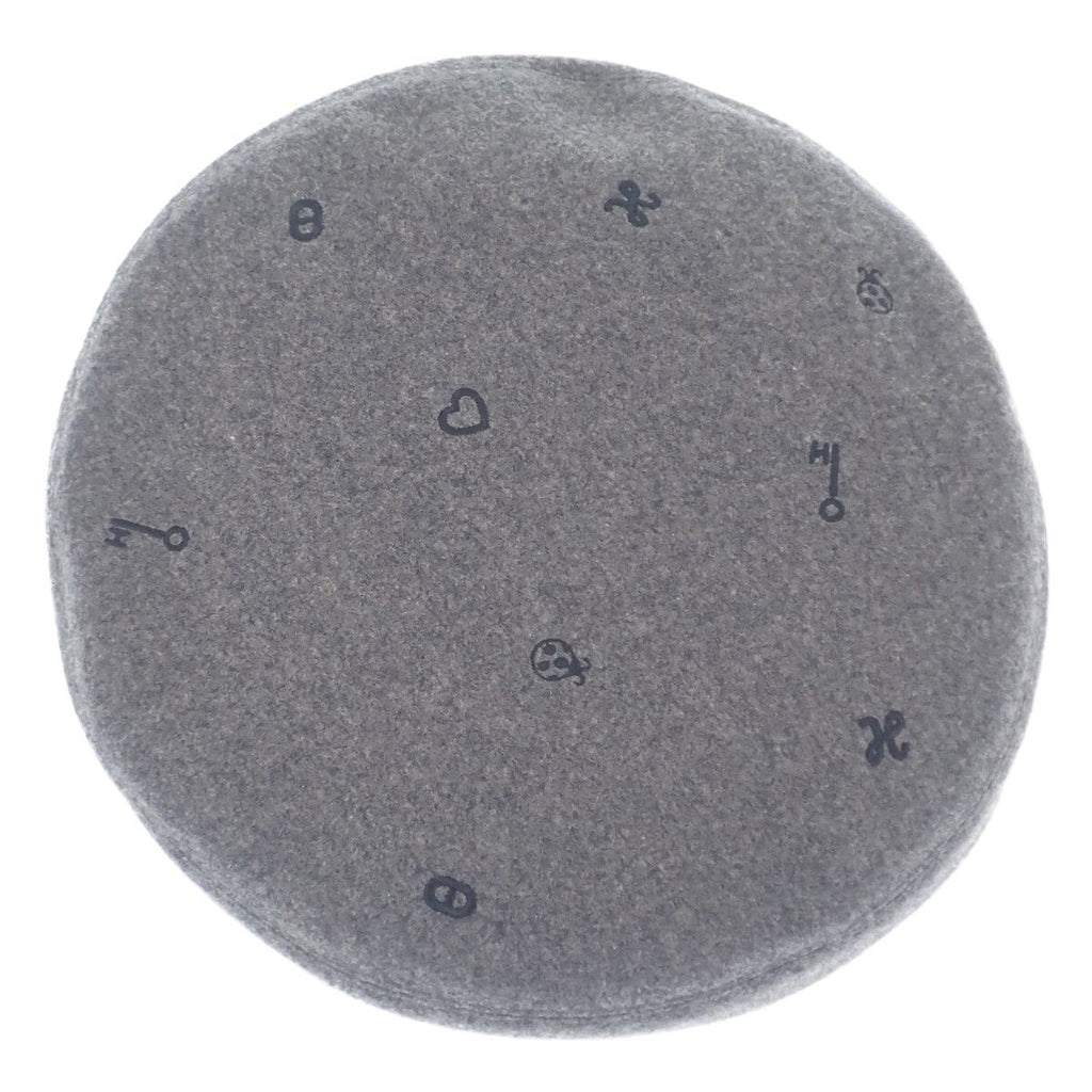 Hermes Santo Honore Charm Beret 58 Cashmere Leather Charbon Gray Hat — view 3