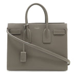 Saint Laurent Paris YSL Sac Dojour Small Handbag 2-Way Shoulder Leather Gray