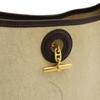 Hermes Vespa PM Shoulder Bag Crossbody Toile Ash Leather Beige Dark Brown — view 8