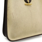 Hermes Vespa PM Shoulder Bag Crossbody Toile Ash Leather Beige Dark Brown — view 9