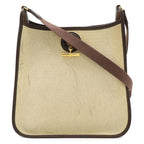 Hermes Vespa PM Shoulder Bag Crossbody Toile Ash Leather Beige Dark Brown