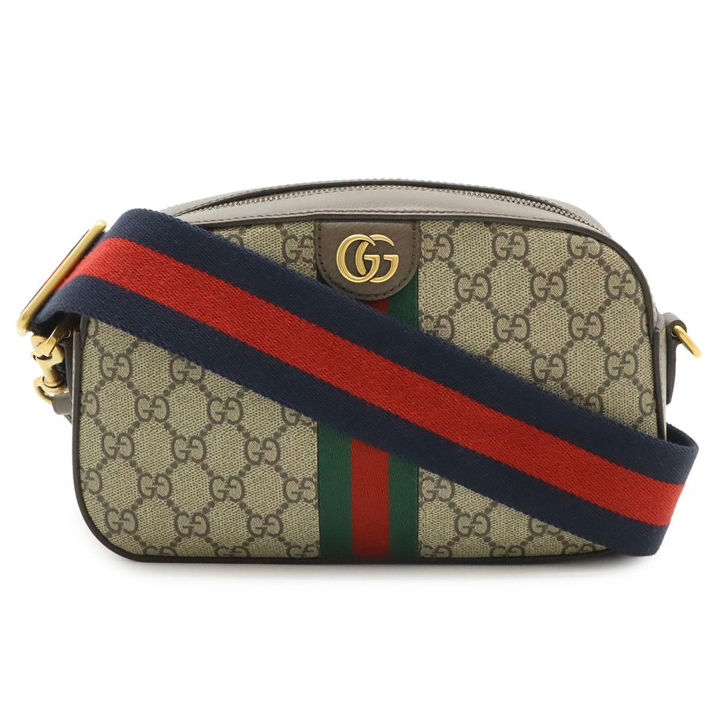 Gucci Ophidia GG Supreme Small Cross Belt Bag 2-Way Clutch Beige Mocha Brown