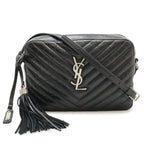 Saint Laurent Paris Yves Camera Bag Pochette Leather Black Silver