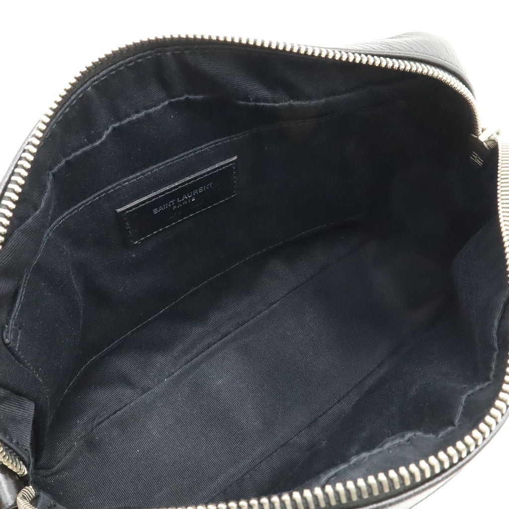 Saint Laurent Paris Yves Camera Bag Pochette Leather Black Silver — view 7