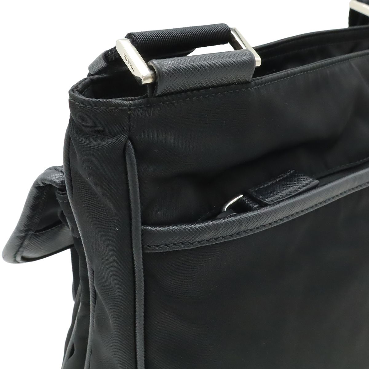 Prada Shoulder Bag Crossbody Nylon Leather Nero Black Silver Overseas Boutique — view 7