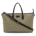 Gucci GG Supreme Tote Large 2-Way Shoulder Bag Crossbody Leather Beige Dark