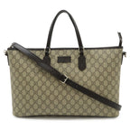 Gucci GG Supreme Tote Large 2-Way Shoulder Bag Crossbody Leather Beige Dark
