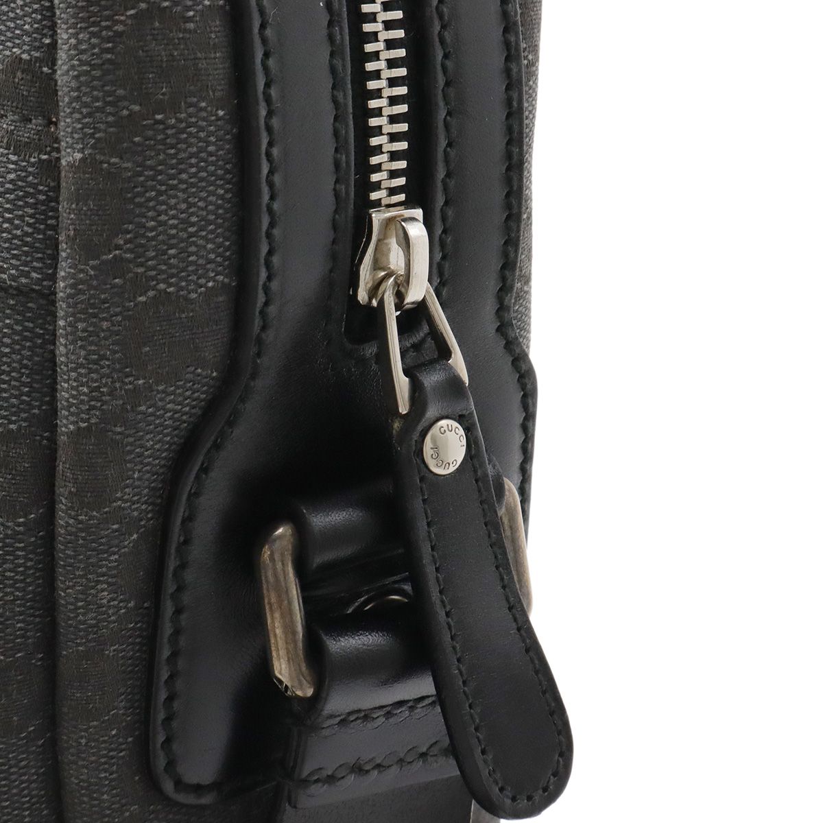 Gucci GG Canvas Shoulder Bag Crossbody Dark Gray Black — view 4