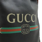 Gucci Print Drawstring Backpack 2-Way Tote Leather Black — view 8
