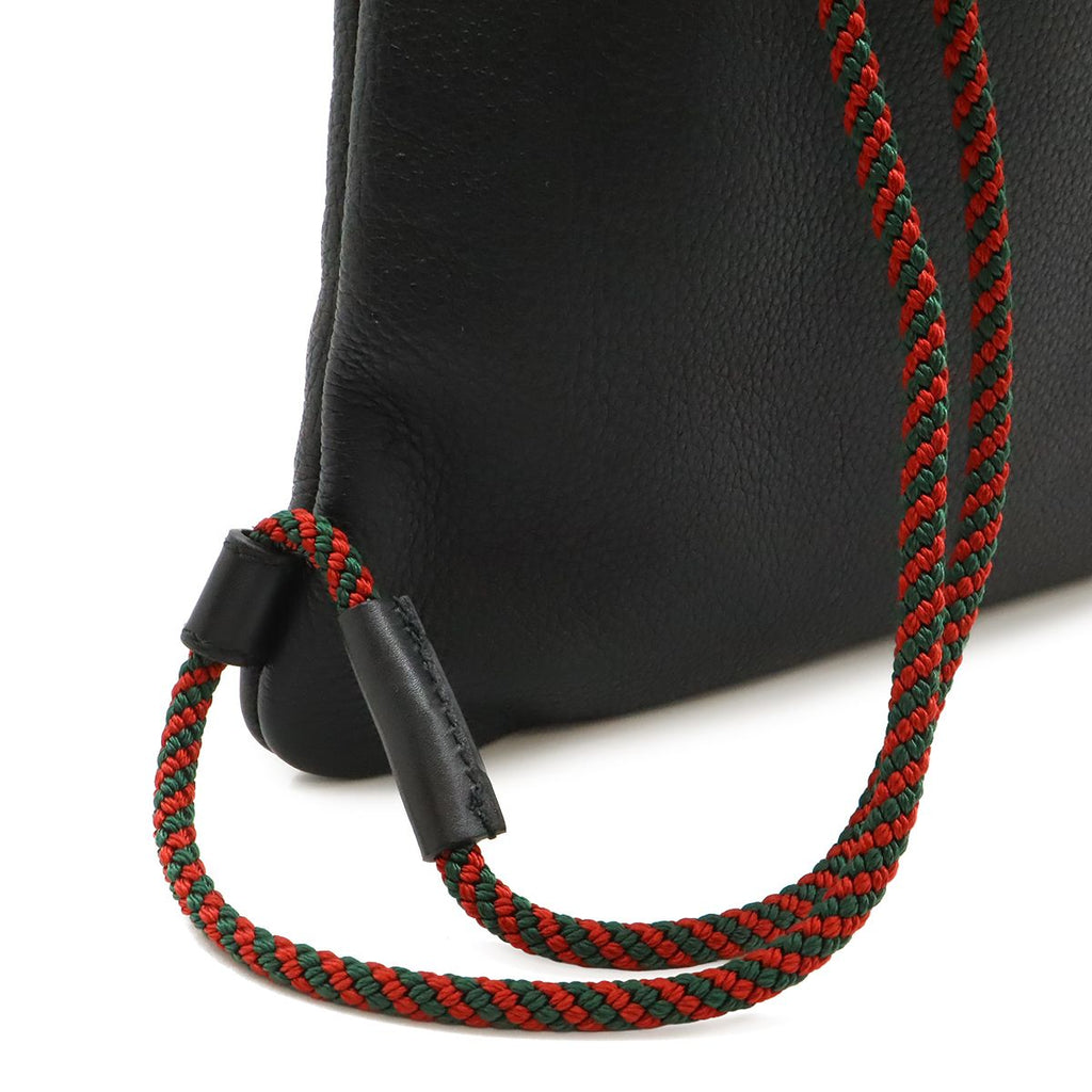 Gucci Print Drawstring Backpack 2-Way Tote Leather Black — view 5