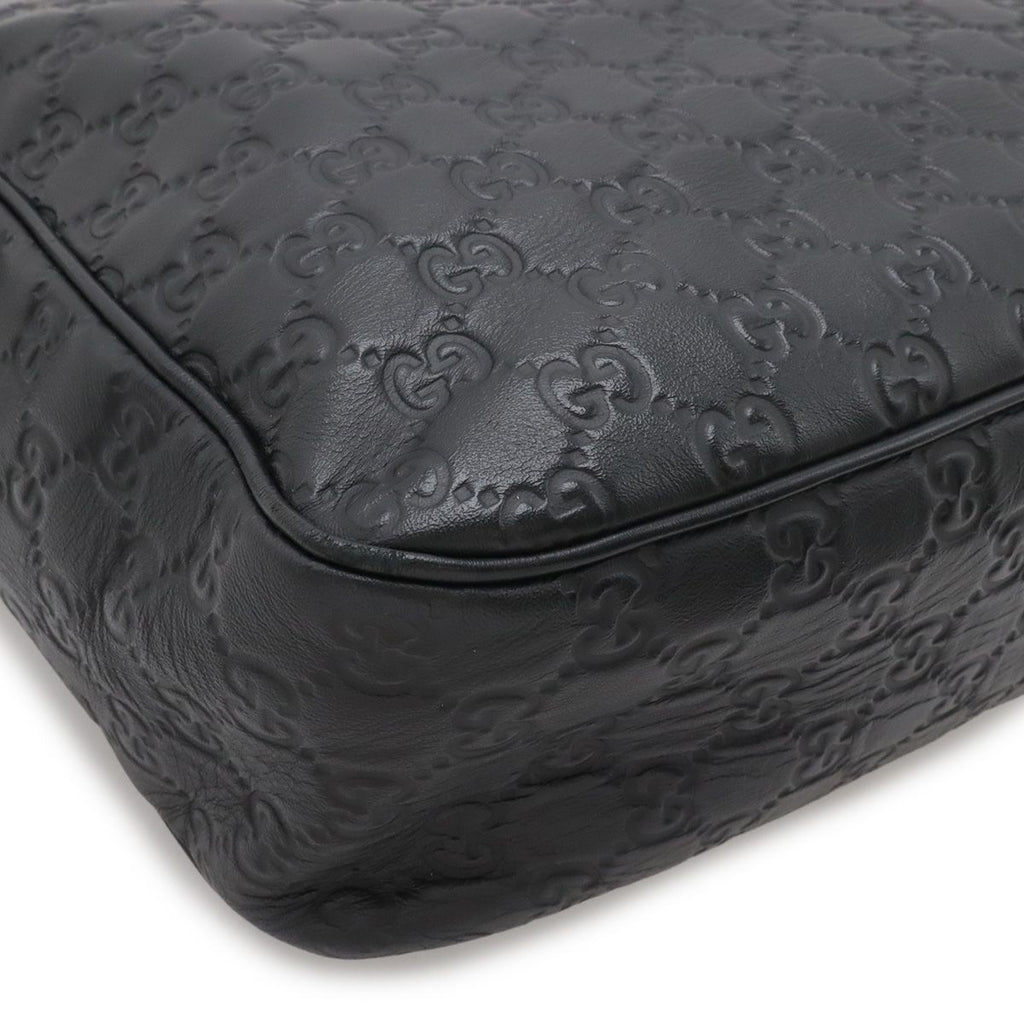 Gucci Guccissima Sherry Line Shoulder Bag Rubber Coating Leather Black Silver — view 3