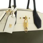 Louis Vuitton City Steamer MM 2-Way Shoulder Bag Bicolor Leather Khaki Ivory — view 9