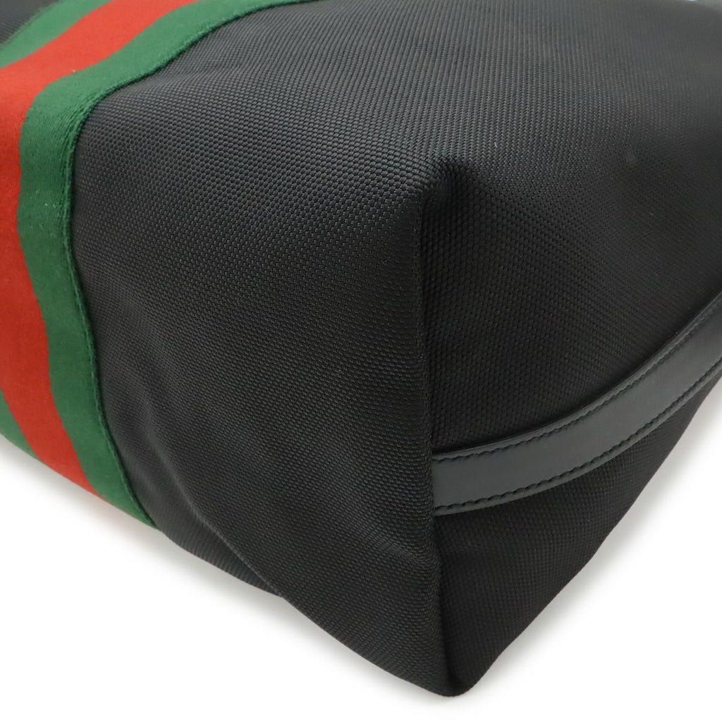 Gucci Web Stripe Sherry Line Tote 2-Way Shoulder Bag Nylon Canvas Black — view 3