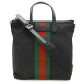 Gucci Web Stripe Sherry Line Tote 2-Way Shoulder Bag Nylon Canvas Black