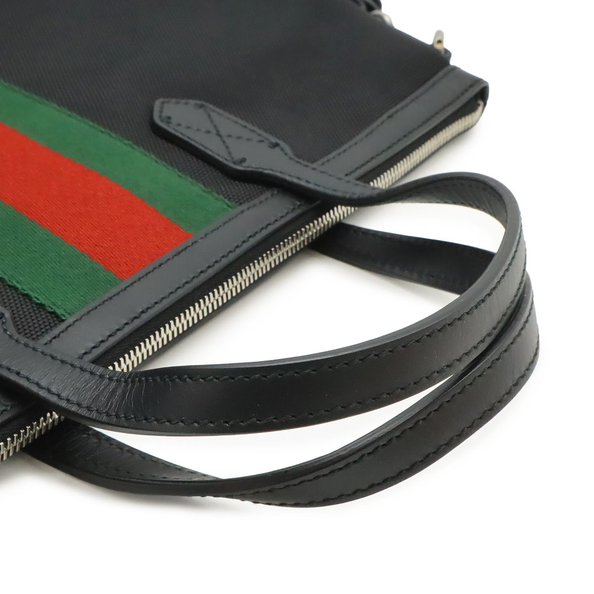 Gucci Web Stripe Sherry Line Tote 2-Way Shoulder Bag Nylon Canvas Black — view 4