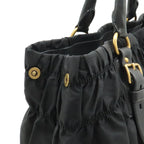 Prada Gather Tote Nylon Leather Nero Black Gold — view 5