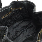 Prada Gather Tote Nylon Leather Nero Black Gold — view 6