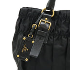 Prada Gather Tote Nylon Leather Nero Black Gold — view 8