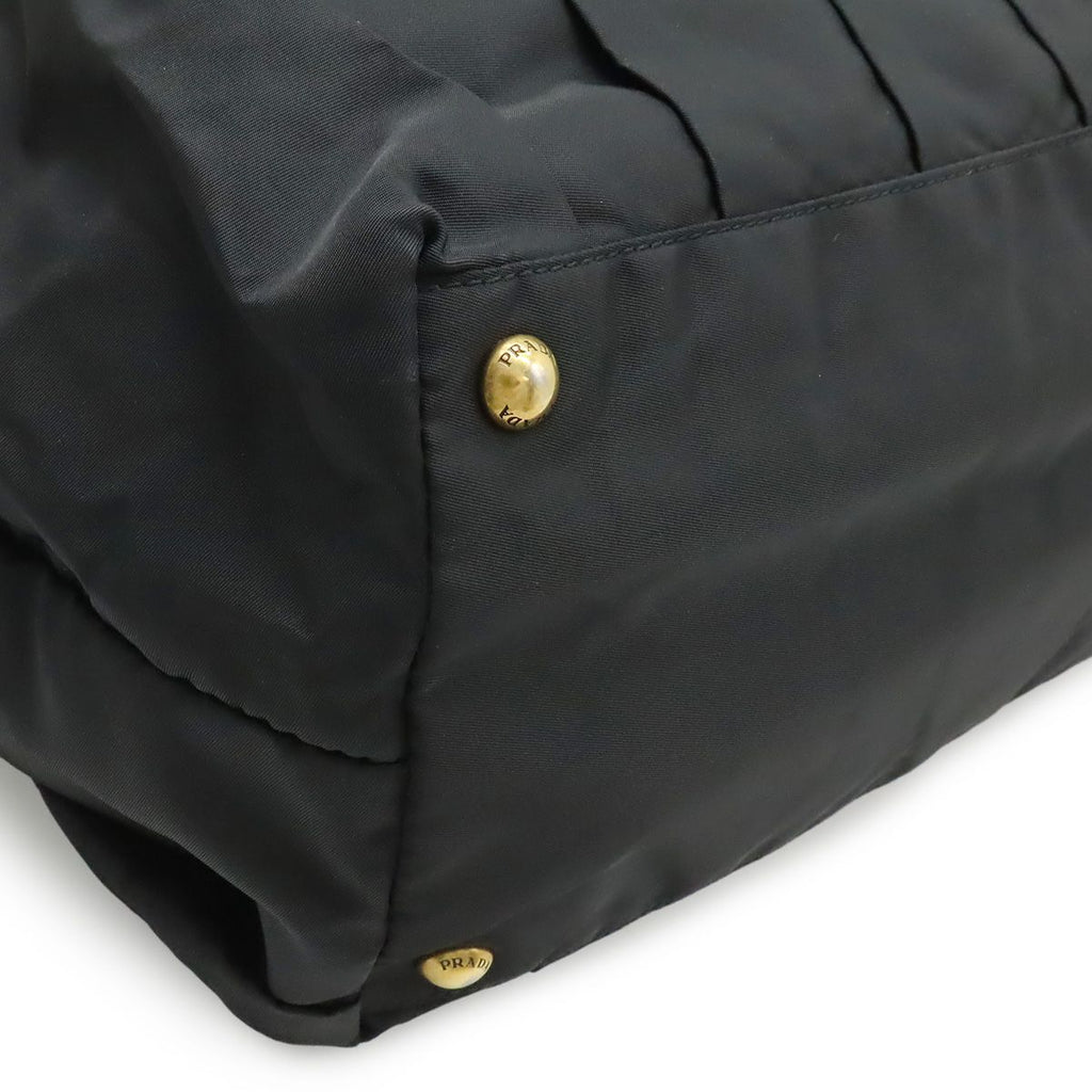 Prada Gather Tote Nylon Leather Nero Black Gold — view 3