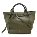 Celine Big Small 2-Way Shoulder Bag Crossbody Leather Olive Green Silver