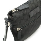 Gucci GG Nylon Shoulder Bag Crossbody Depth Leather Black Gray Silver — view 5