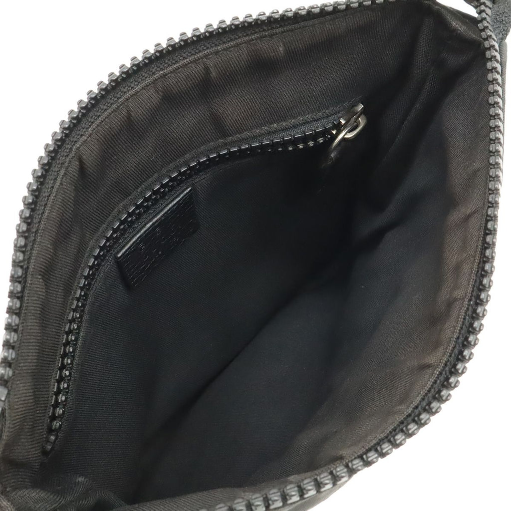 Gucci GG Nylon Shoulder Bag Crossbody Depth Leather Black Gray Silver — view 6