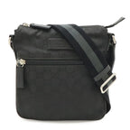 Gucci GG Nylon Shoulder Bag Crossbody Depth Leather Black Gray Silver