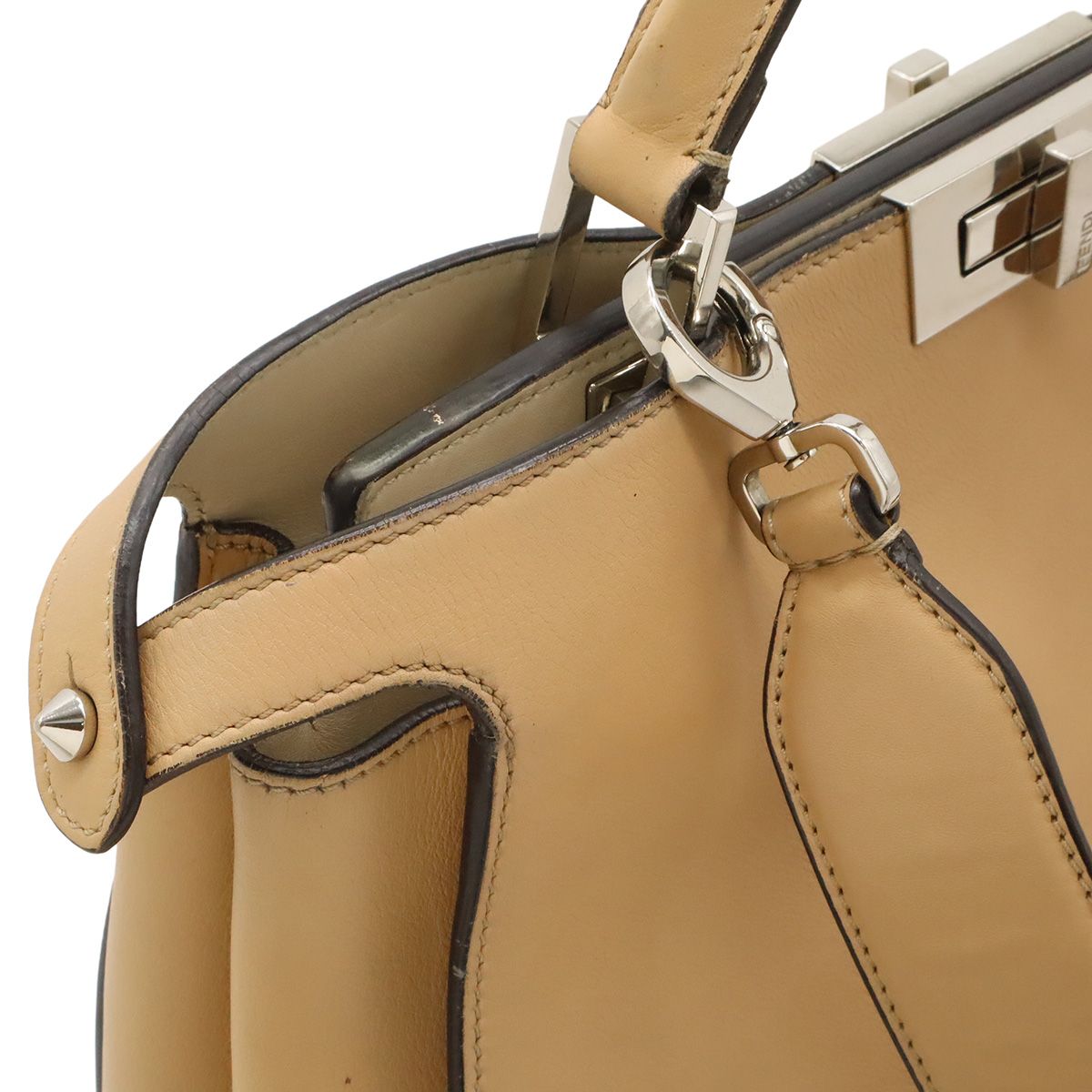 Fendi Peekaboo Essential 2-Way Shoulder Bag Leather Beige Silver — view 5