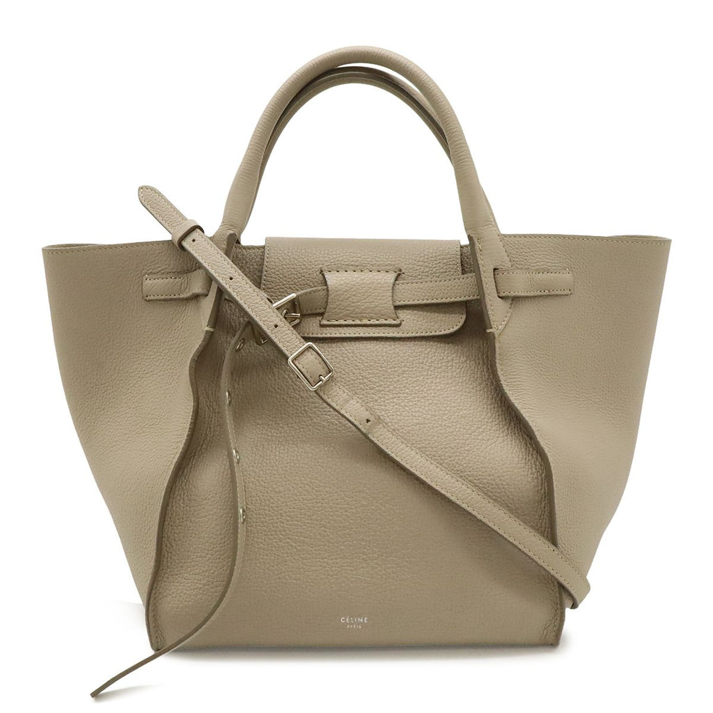 Celine Big Small 2-Way Shoulder Bag Crossbody Leather Gray Silver