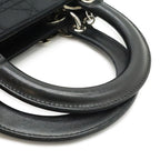 Dior Cannage 2-Way Shoulder Bag Satin Leather Black — view 4