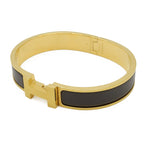 Hermes Click HH Enamel Bracelet Bangle Golden Yellow Green Etain Matte — view 2