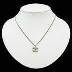 Chanel CC Logo Necklace Pendant Rhinestone Metal Silver — view 6