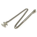 Chanel CC Logo Necklace Pendant Rhinestone Metal Silver — view 2