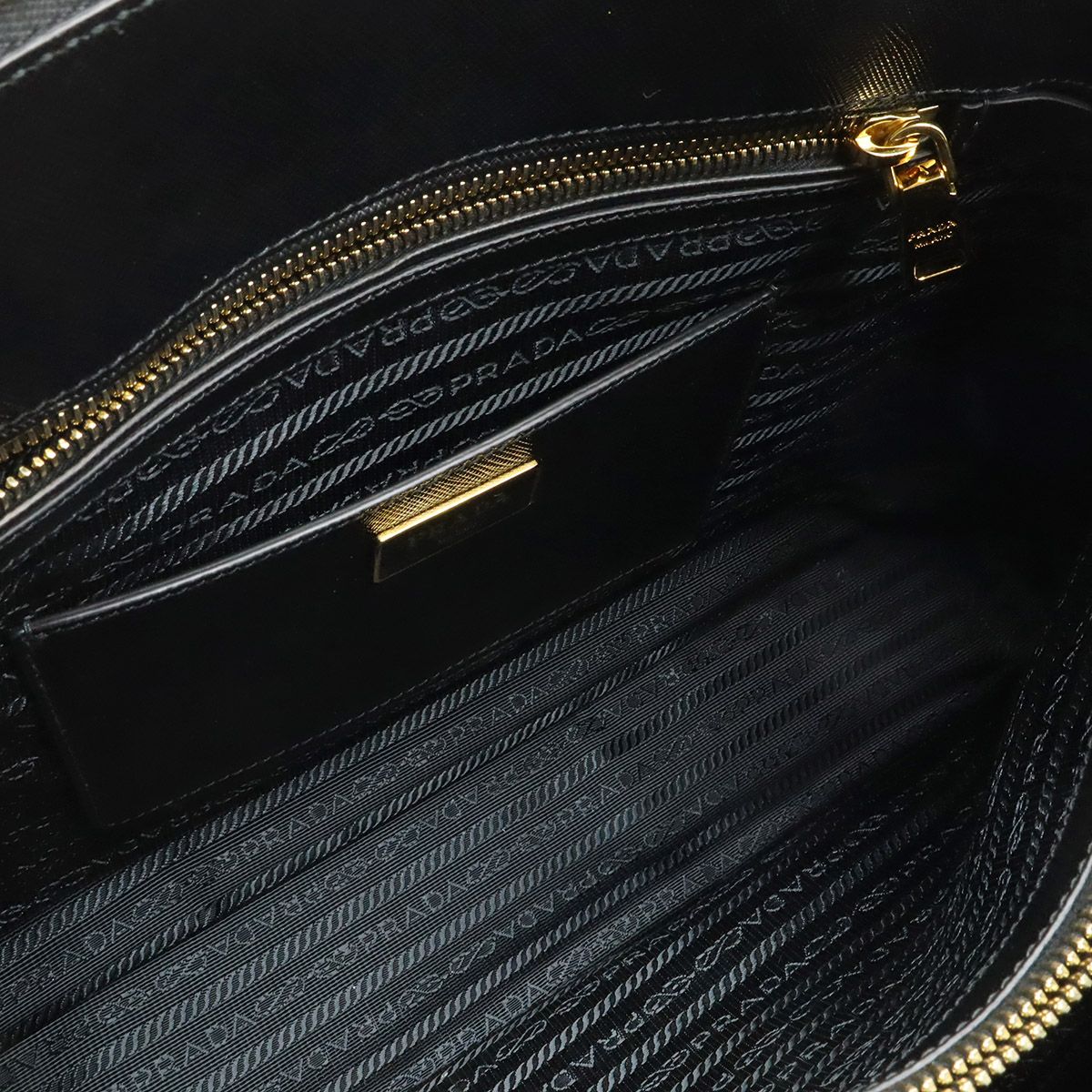 Prada Saffiano Tote Leather Nero Black Gold — view 8