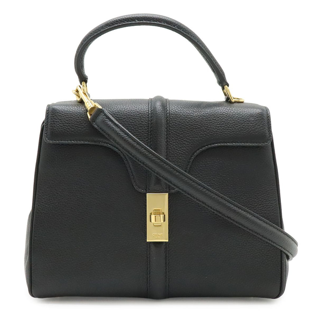 Celine 16 Small 2-Way Shoulder Bag Leather Black Gold