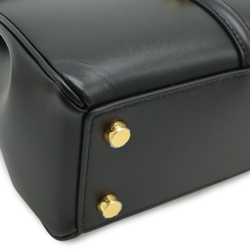 Celine Mini 16 Seeds One Handle 2-Way Shoulder Bag Calfskin Black Gold — view 3