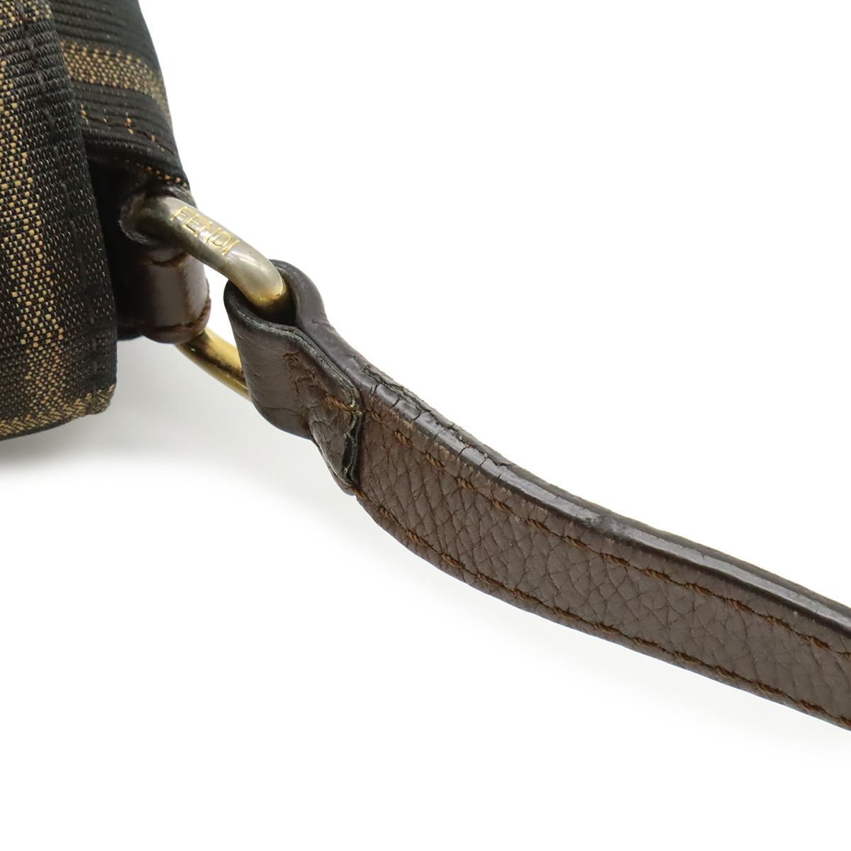 Fendi Zucchino Zucca Pattern Shoulder Bag Crossbody Pochette Leather Dark Brown — view 8