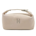Hermes Bride-a-Brac PM Bath Pouch Makeup Cosmetic Handbag Canvas Natural Beige