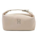 Hermes Bride-a-Brac PM Bath Pouch Makeup Cosmetic Handbag Canvas Natural Beige