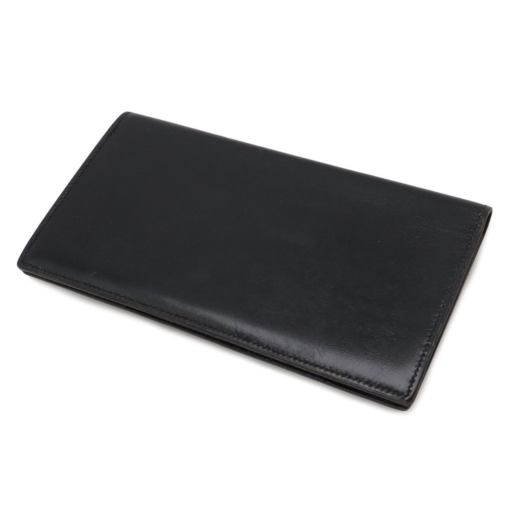 Hermes Osaka Long Billfold Bifold Wallet Box Calf Leather Black — view 2