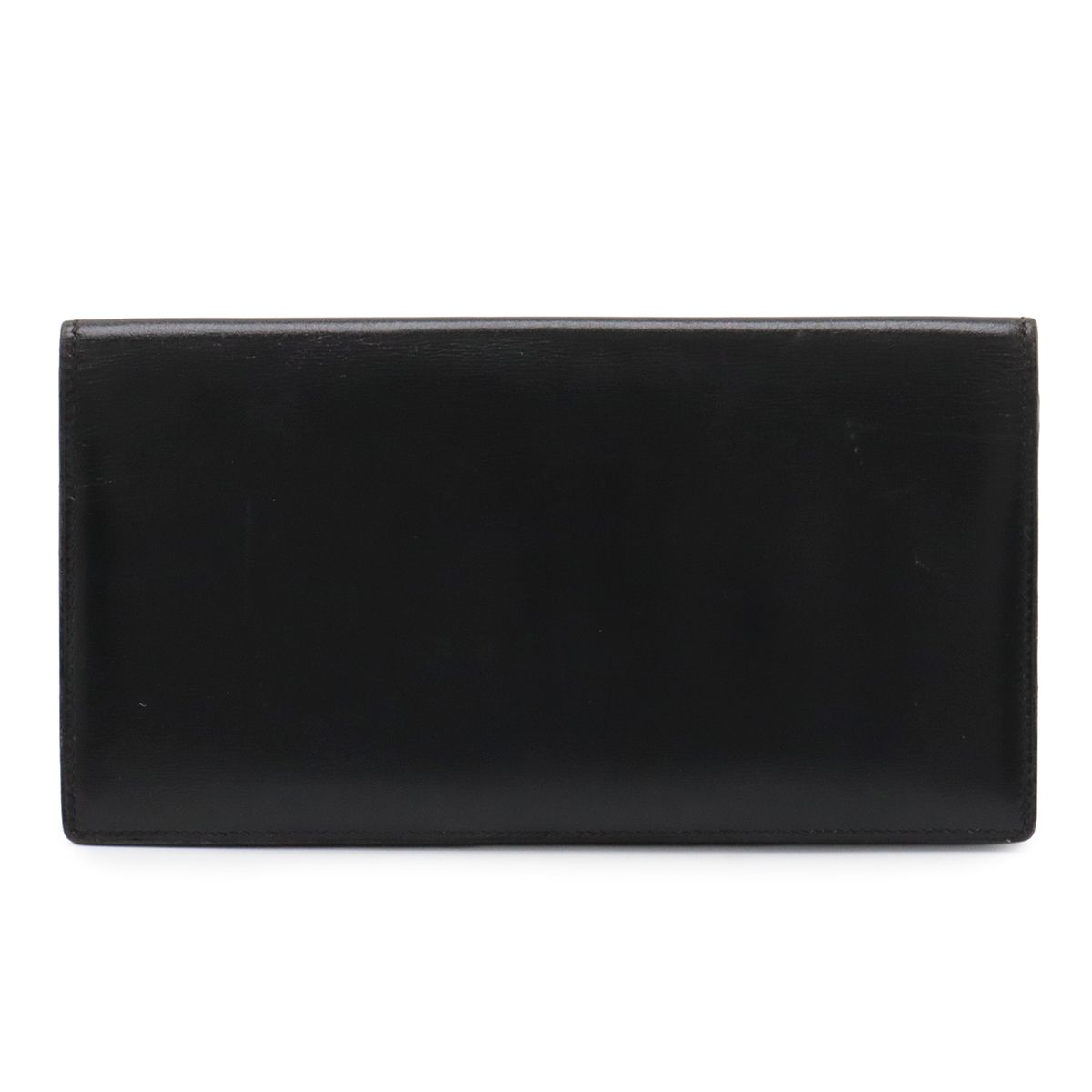 Hermes Osaka Long Billfold Bifold Wallet Box Calf Leather Black